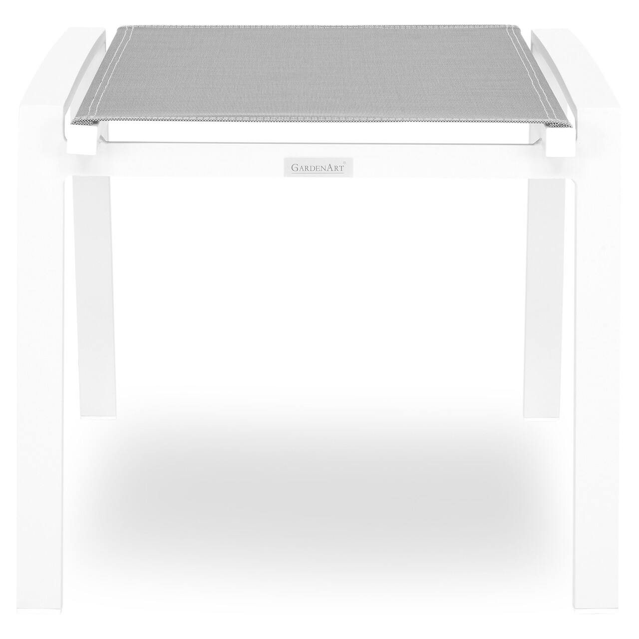 Taburet pentru gradina/terasa Cosmo, 54x52x46.5 cm, aluminiu/textilina, alb/negru - imagine 5